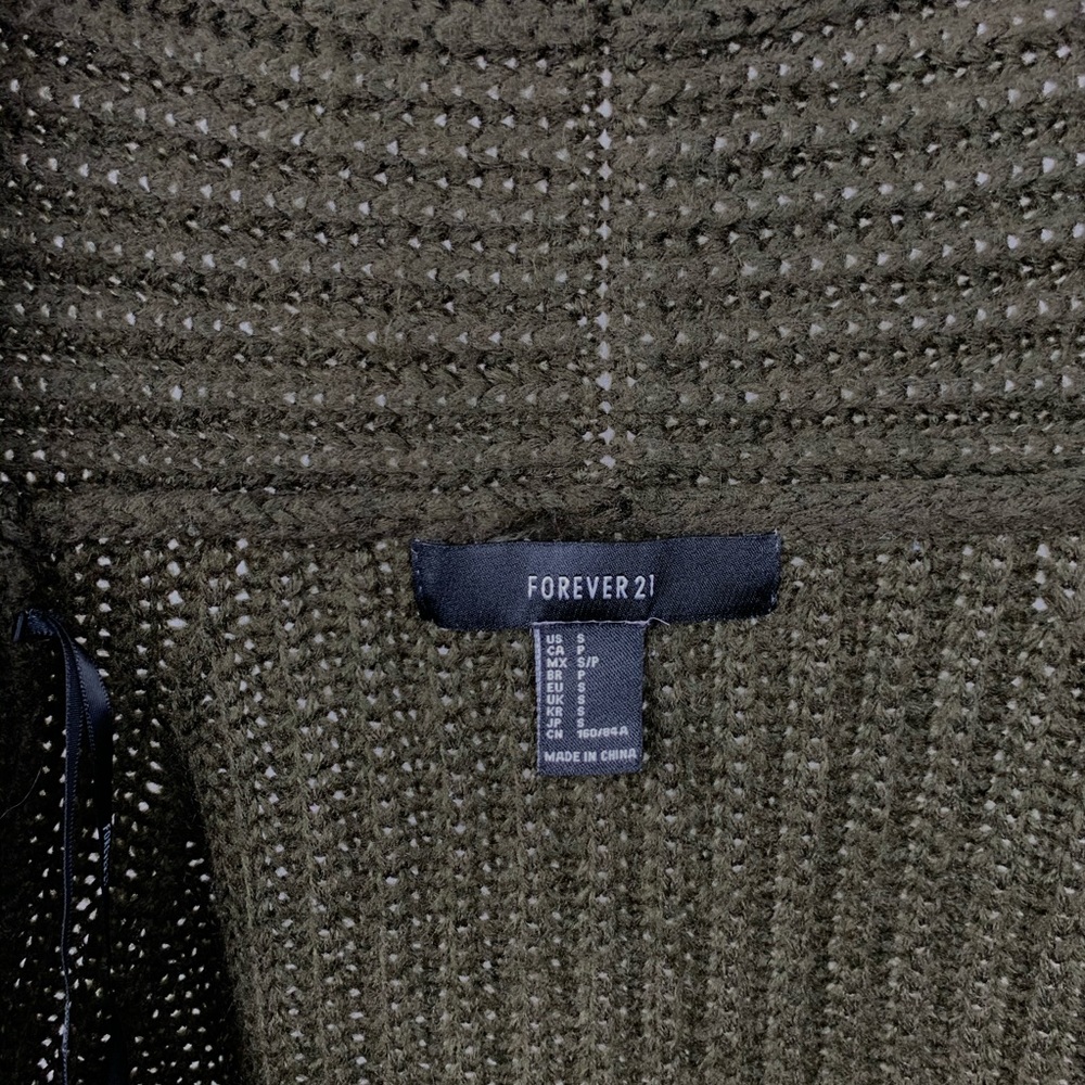 Forever 21 Open Front Long Cardigan Green Small - Picture 4 of 7